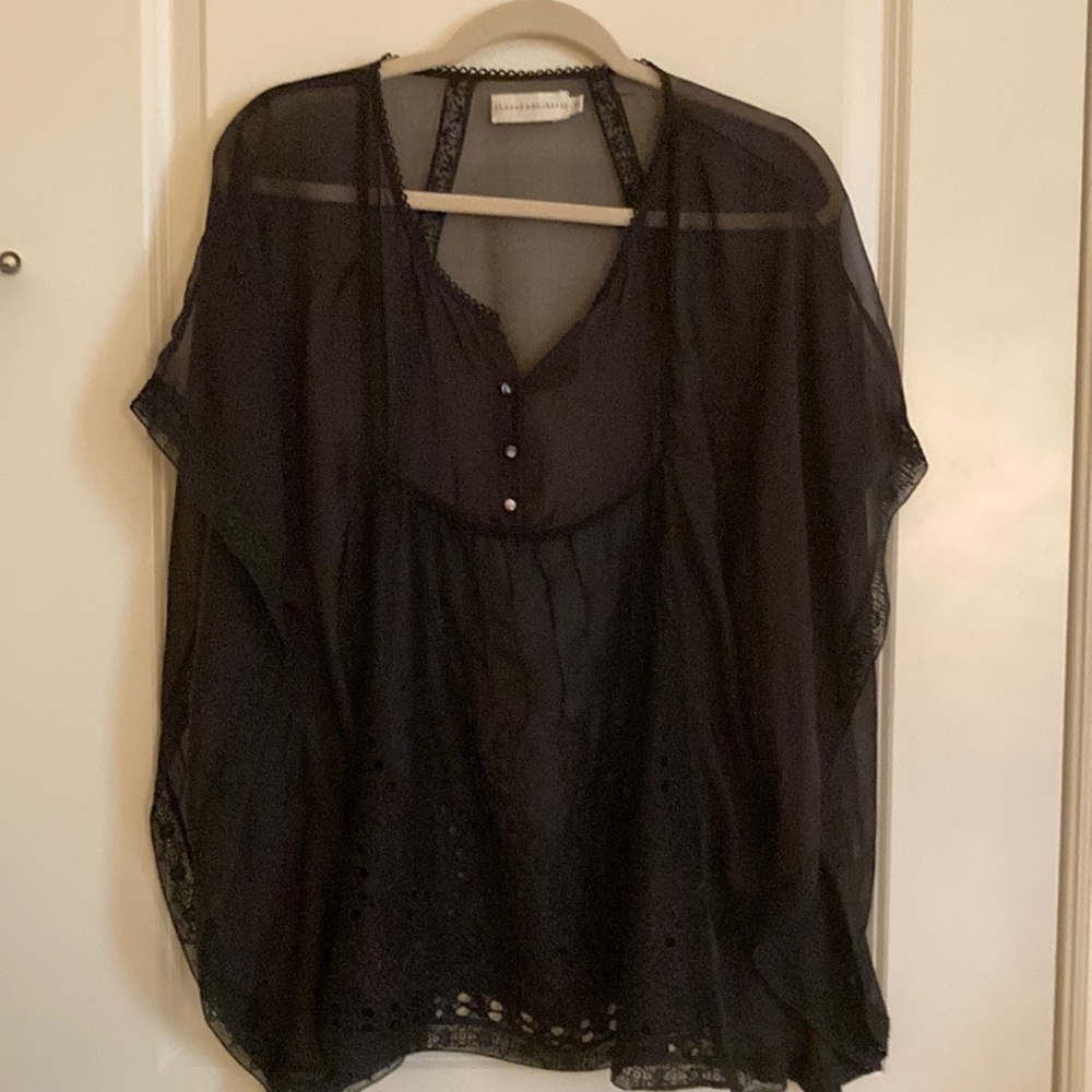 Johnny Was - For Love or Liberty. EUC - sheer luxury black top